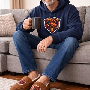 Men's Brown Suede Slip-On Loafers with Embroidered Badge. A2